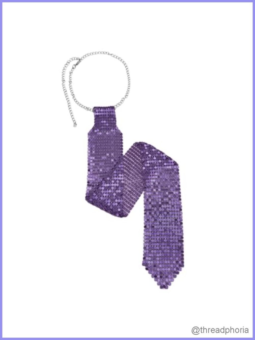 Sparkly Womens Necktie Sequin Glitter Tie Adjustable Chain Punk Prom